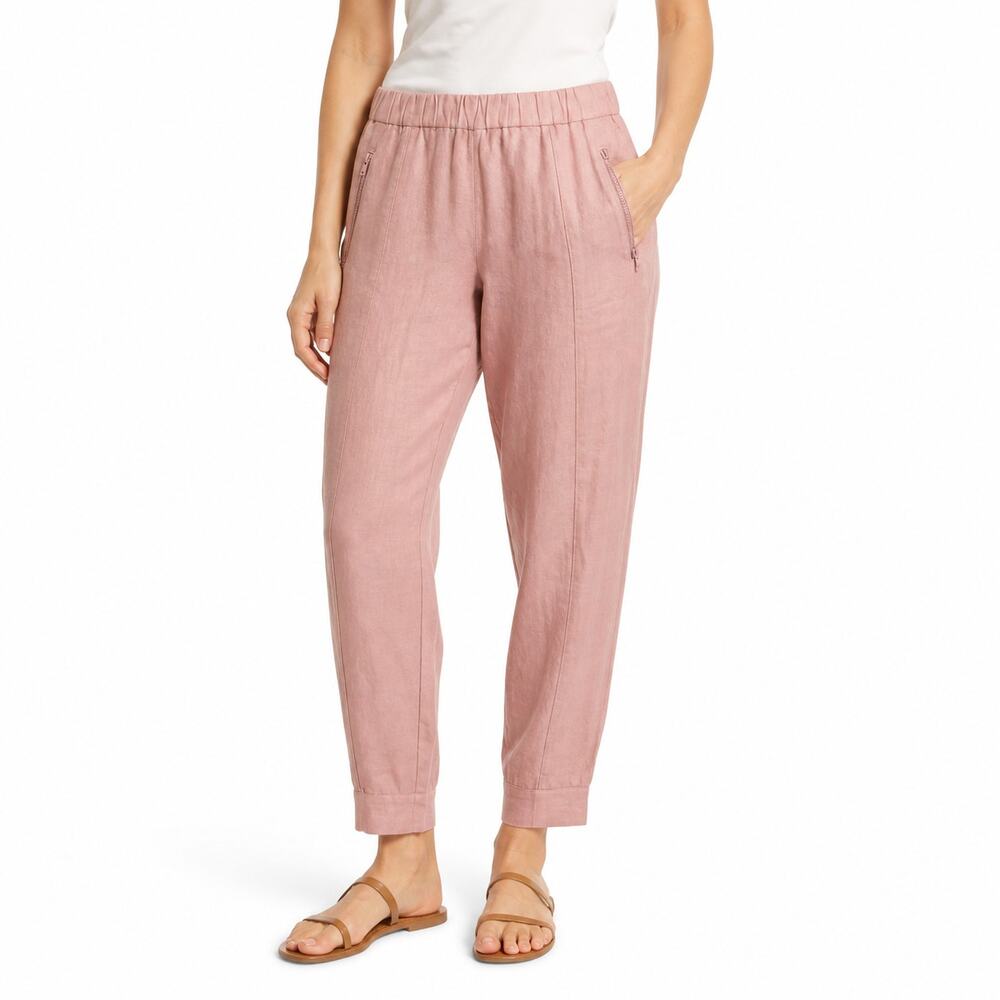 J.Crew Pink High Rise Linen Jogger Pants Pull On Zip Pockets Size 6 Tall NWT